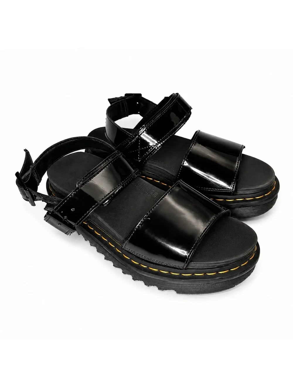 Dr. Martens Voss Black Patent Leather Platform Sandals Women’s US 8 EU 39